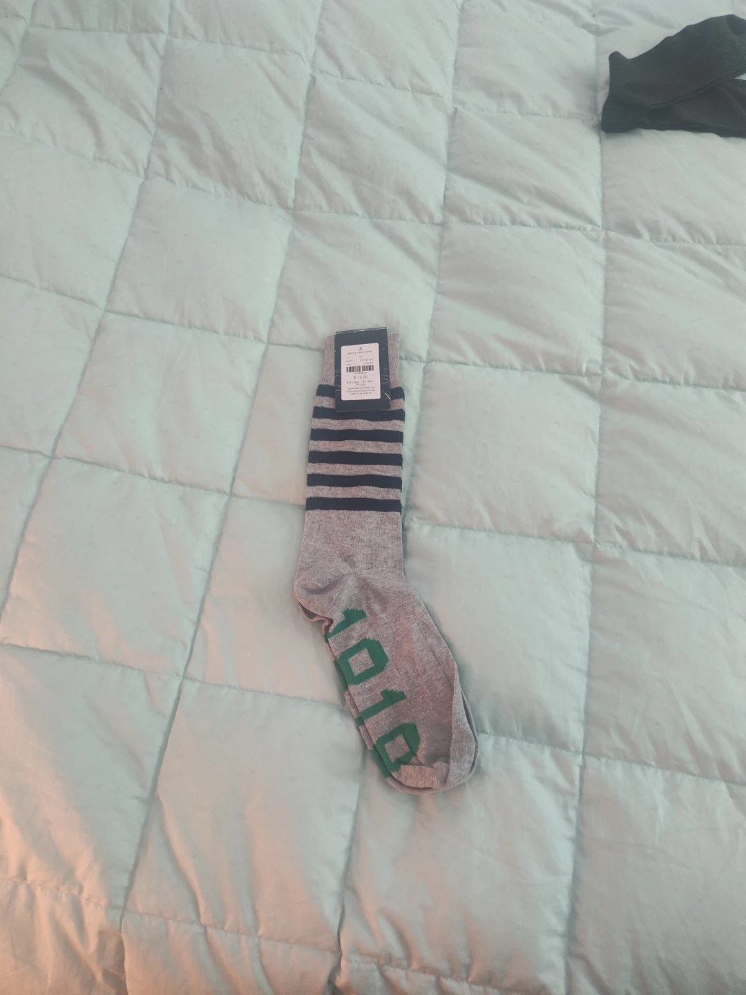 Gray striped socks with green 1818 graphic - photo 2