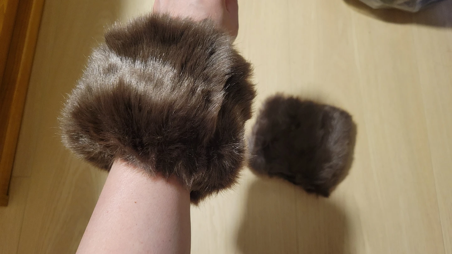 Brown Faux Fur Wrist Cuffs or Boots Cuffs - photo 3