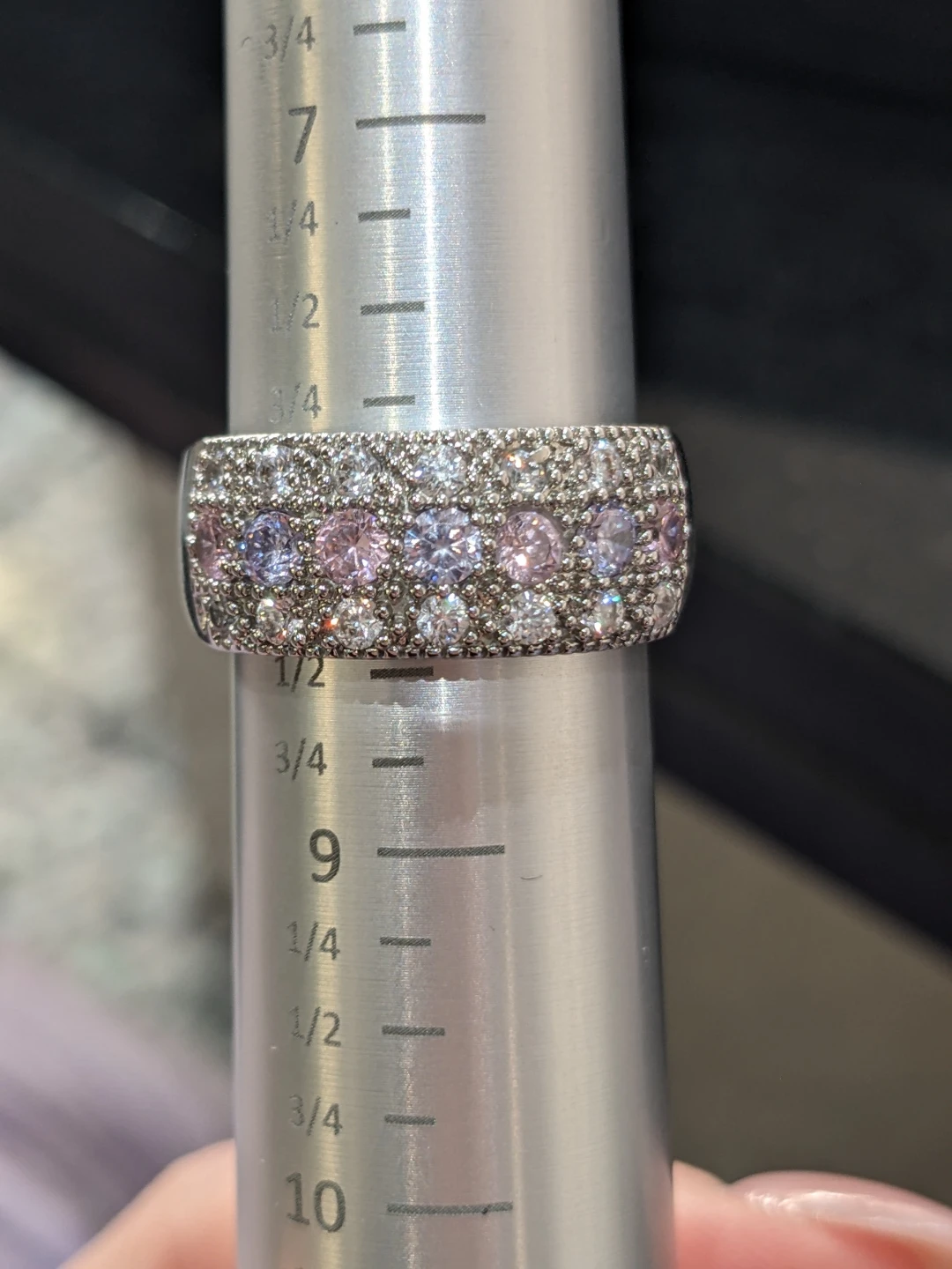 Size 8 Sterling Silver Ring with Pink and White CZ Stones - photo 5