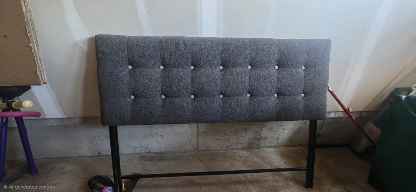 Grey Tufted Headboard with Metal Frame - photo 2