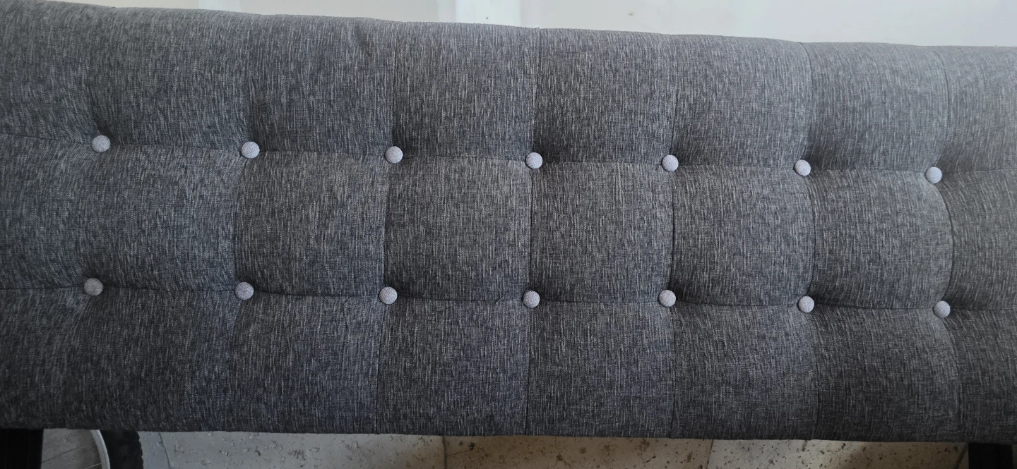 Grey Tufted Headboard with Metal Frame - photo 3