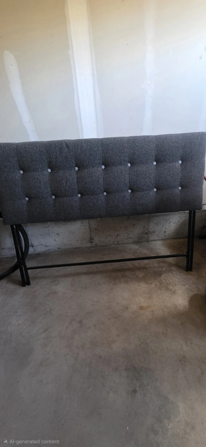 Grey Tufted Headboard with Metal Frame - photo 4