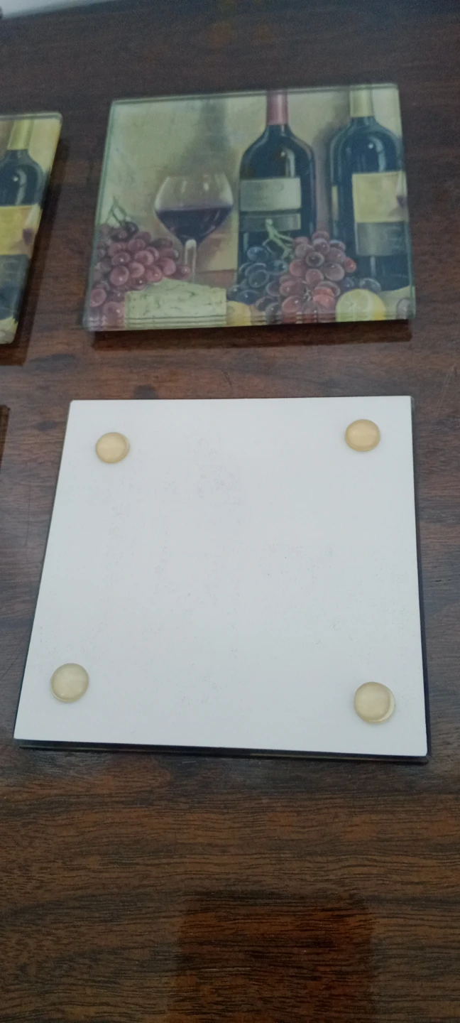 Set of 4 Glass Coasters - Wine Theme - photo 2