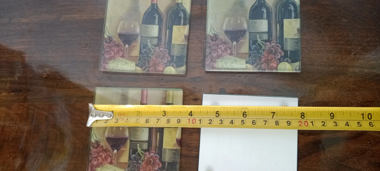 Set of 4 Glass Coasters - Wine Theme - photo 3