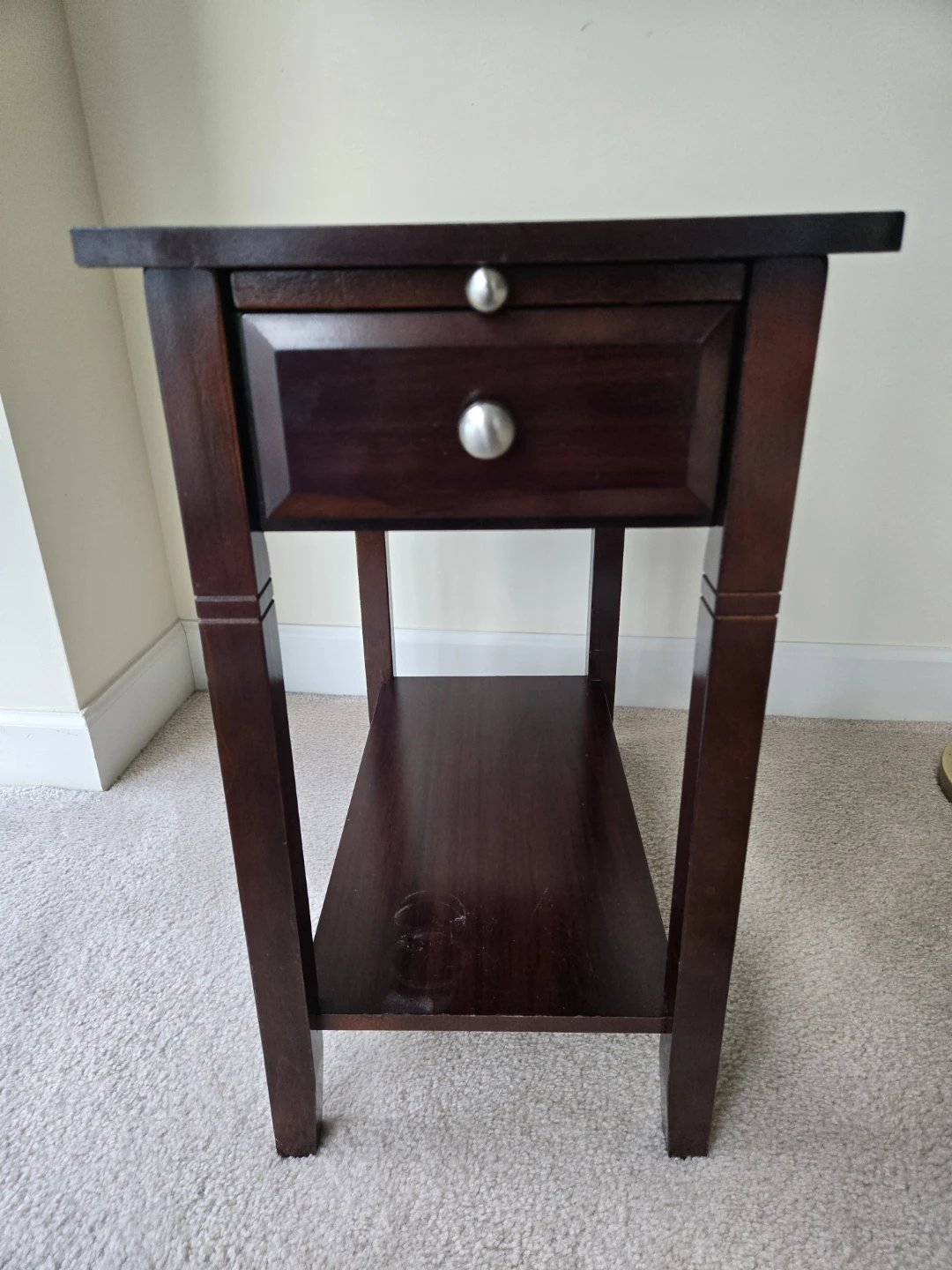 Dark Wood Side Table with Drawer