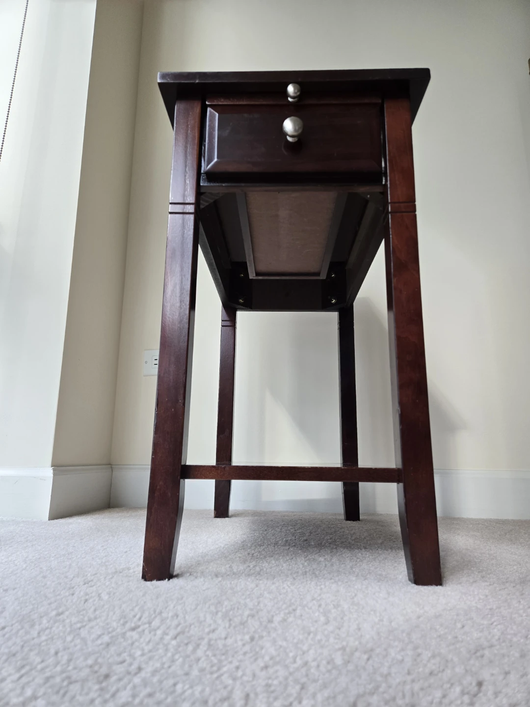 Dark Wood Side Table with Drawer - photo 4