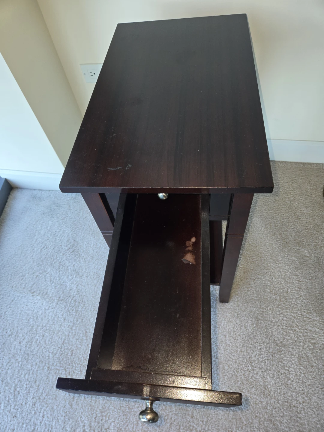 Dark Wood Side Table with Drawer - photo 5