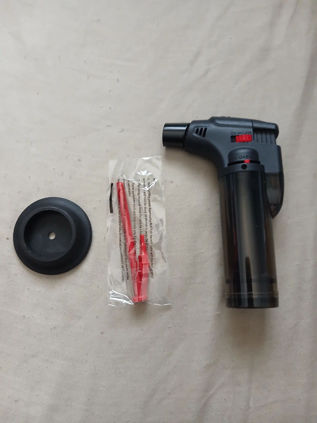 Black Butane Torch With Stand & Cleaning Brush