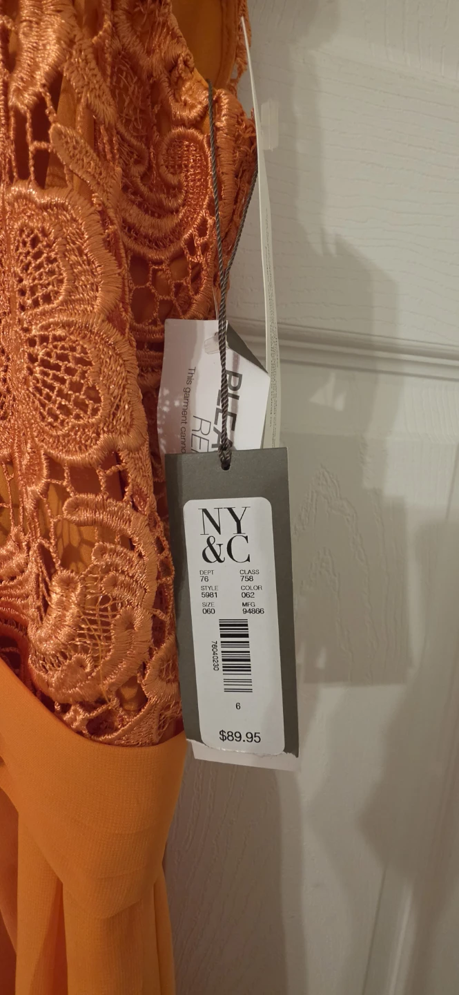 Eva Mendes Orange Lace Fit & Flare Dress - photo 2