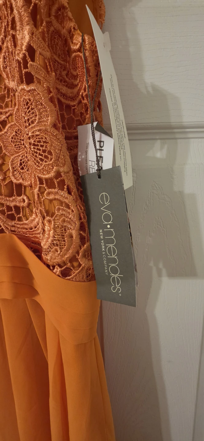 Eva Mendes Orange Lace Fit & Flare Dress - photo 3