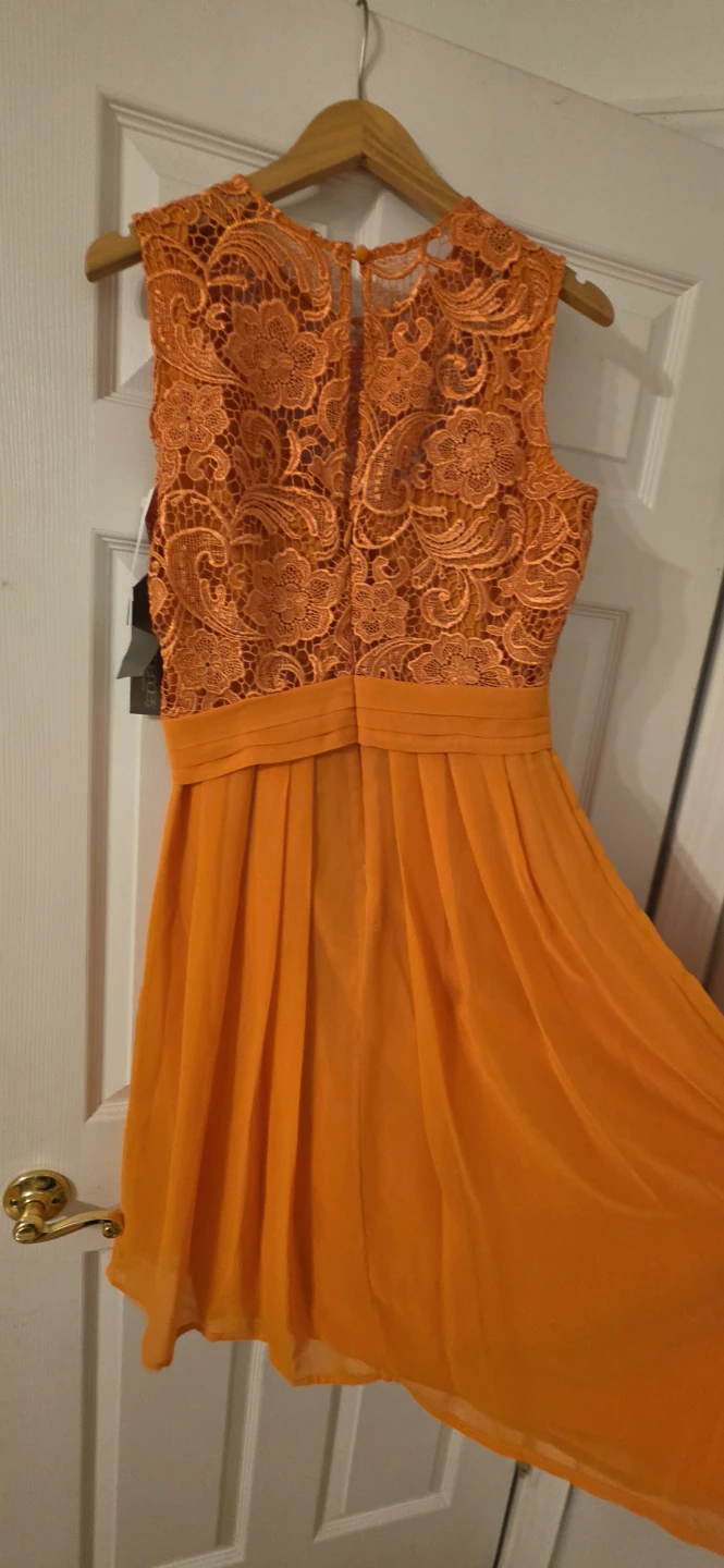 Eva Mendes Orange Lace Fit & Flare Dress - photo 5