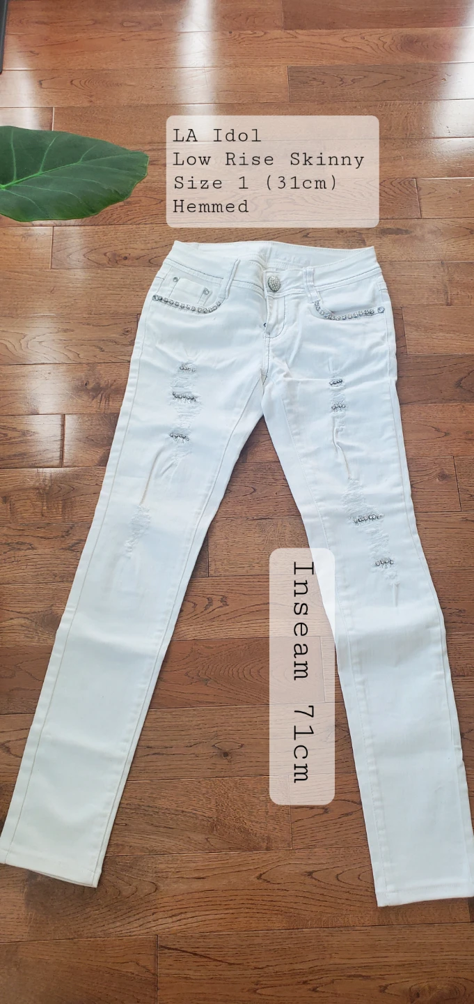 LA Idol Low Rise Skinny Jeans - White & Blue - photo 5