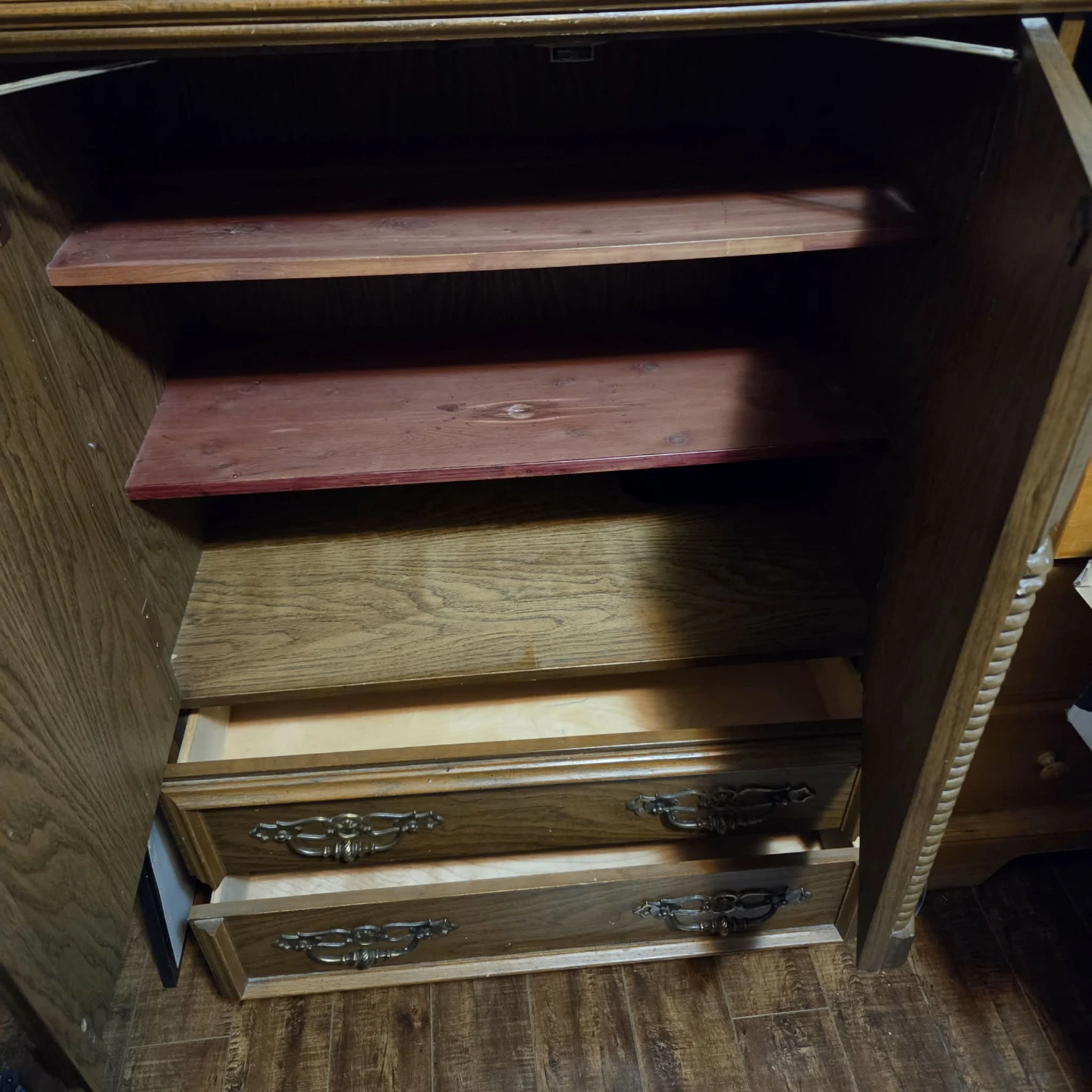 Vintage Wooden Wardrobe with Drawers - photo 2