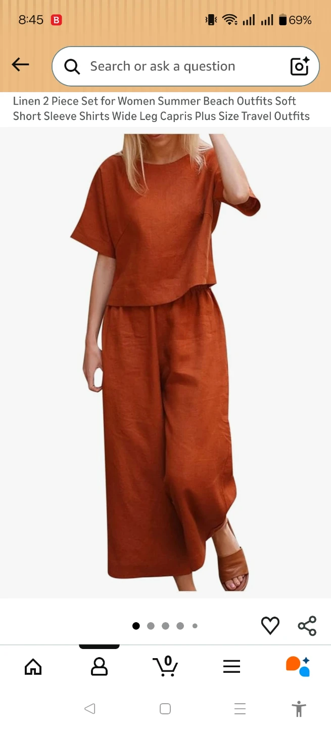 Linen 2 Piece Set for Women - Orange