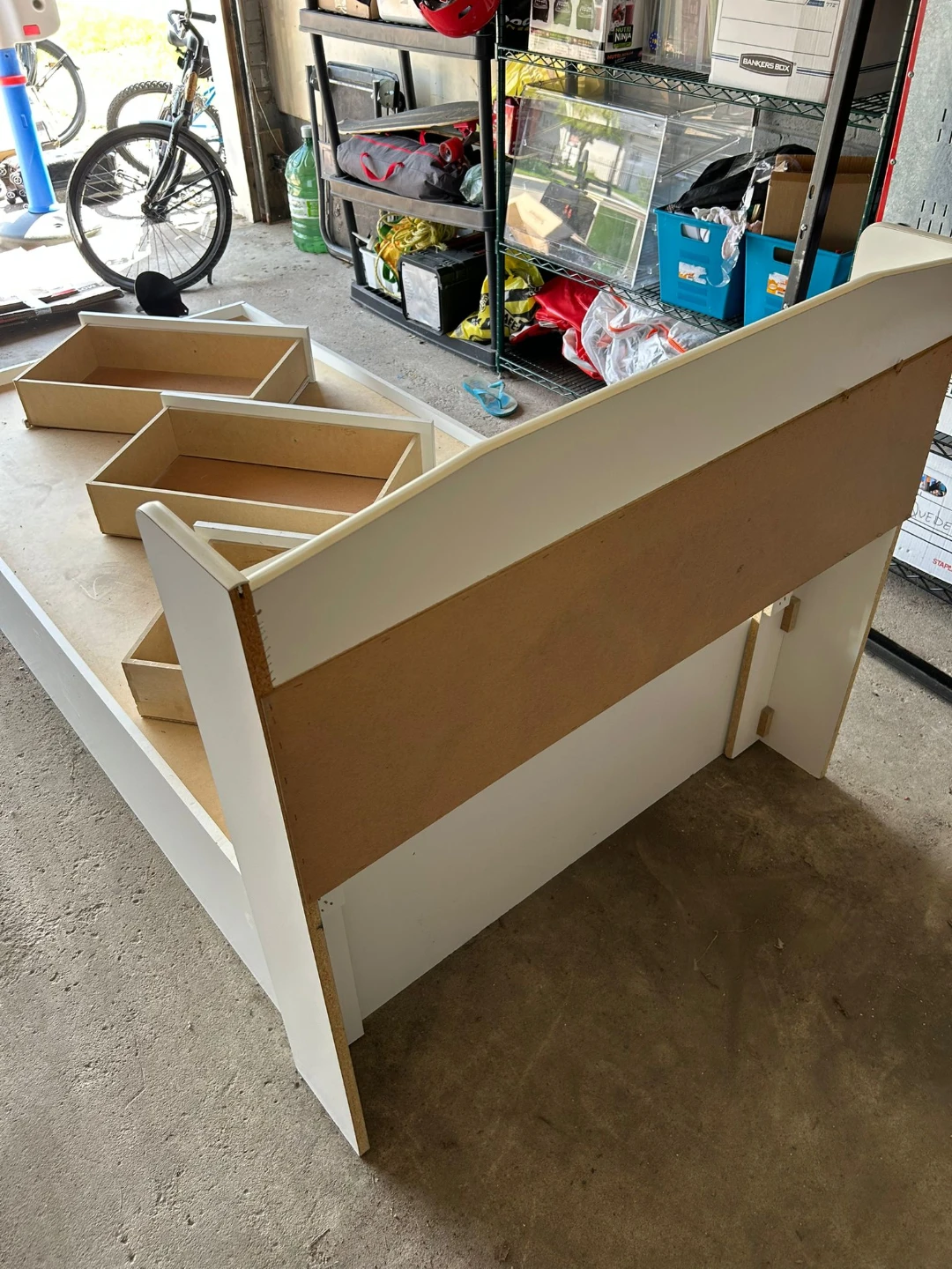 White singles Bed Frame with Headboard and Drawers - photo 2
