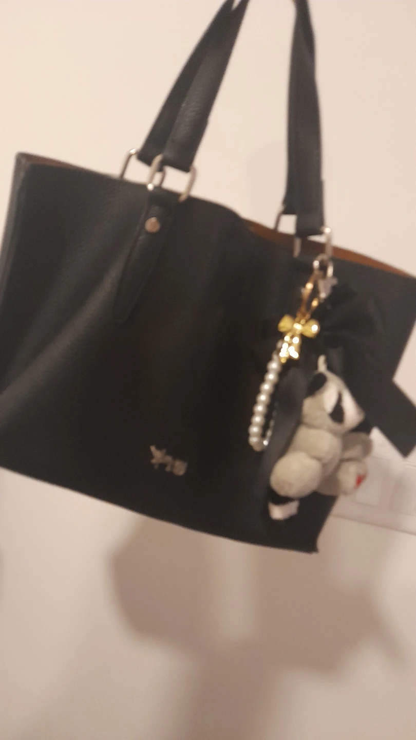 Black Faux Leather Tote Bag