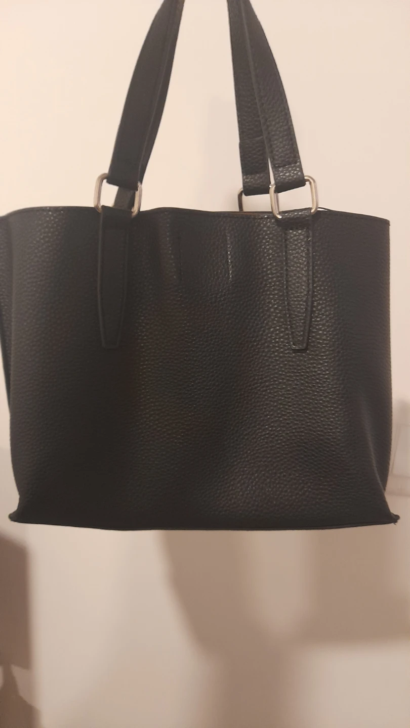 Black Faux Leather Tote Bag - photo 2