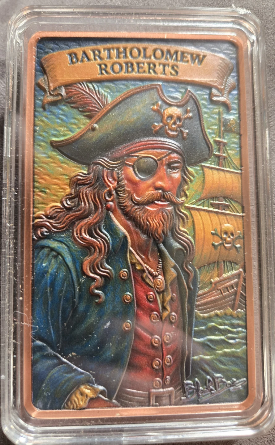 Copper Bar - Bartholomew Roberts Pirate Design - 10 AVP Ounces