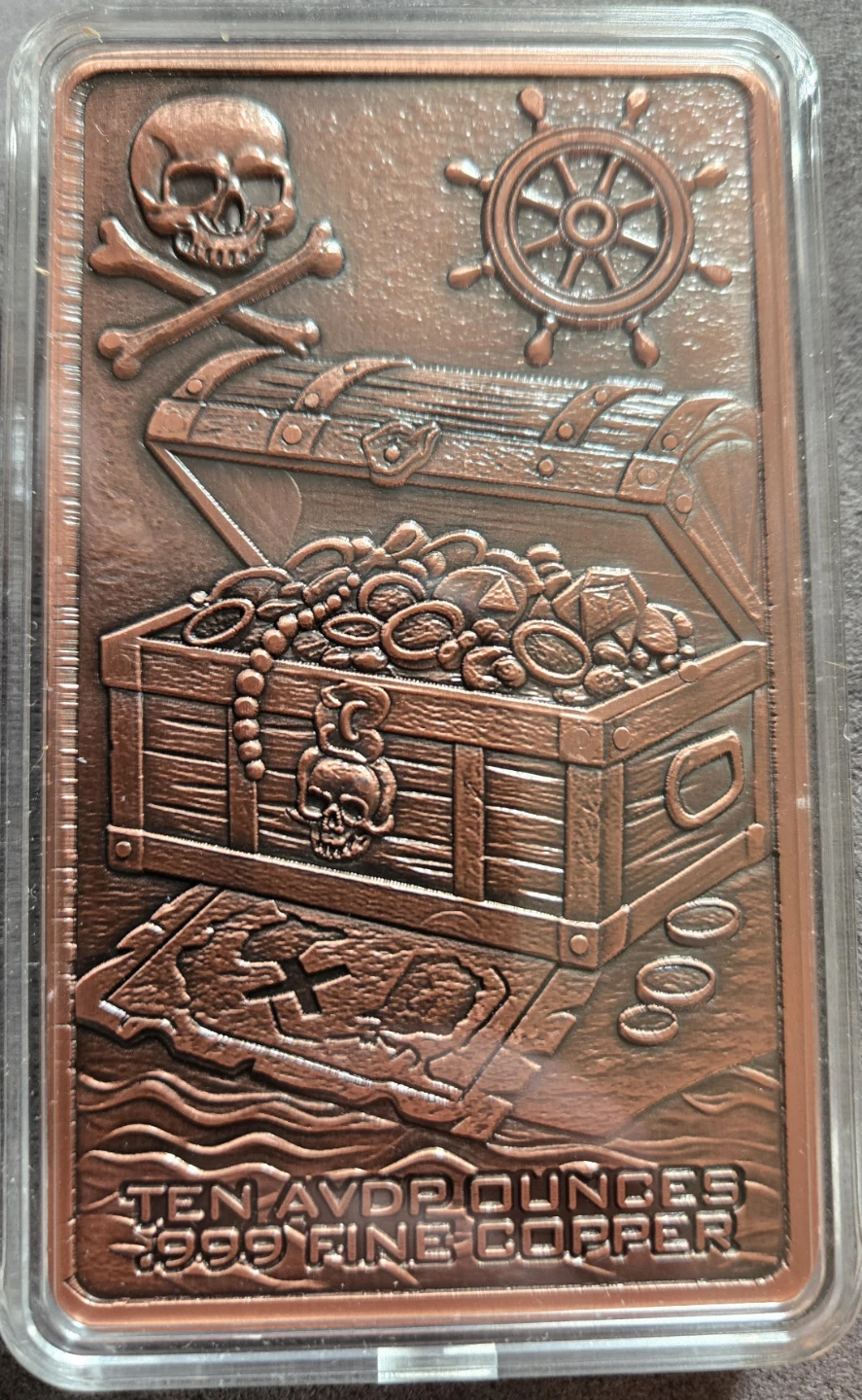 Copper Bar - Bartholomew Roberts Pirate Design - 10 AVP Ounces - photo 2
