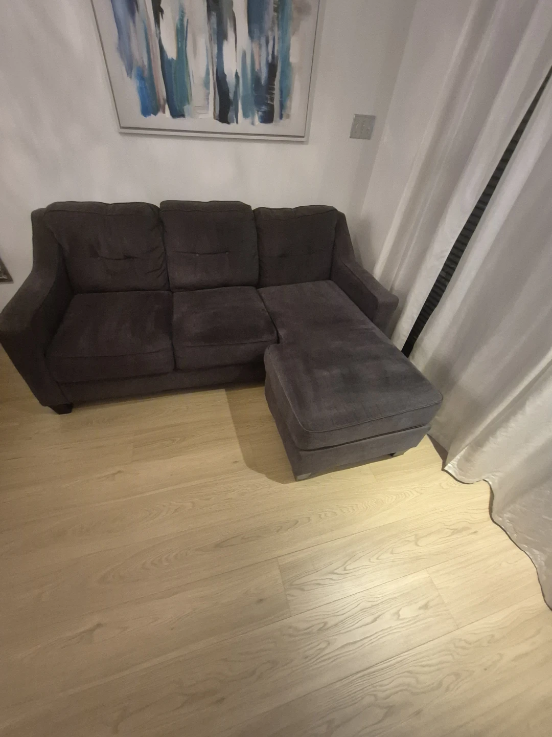 Dark Grey Sectional Sofa with Ottoman l shape