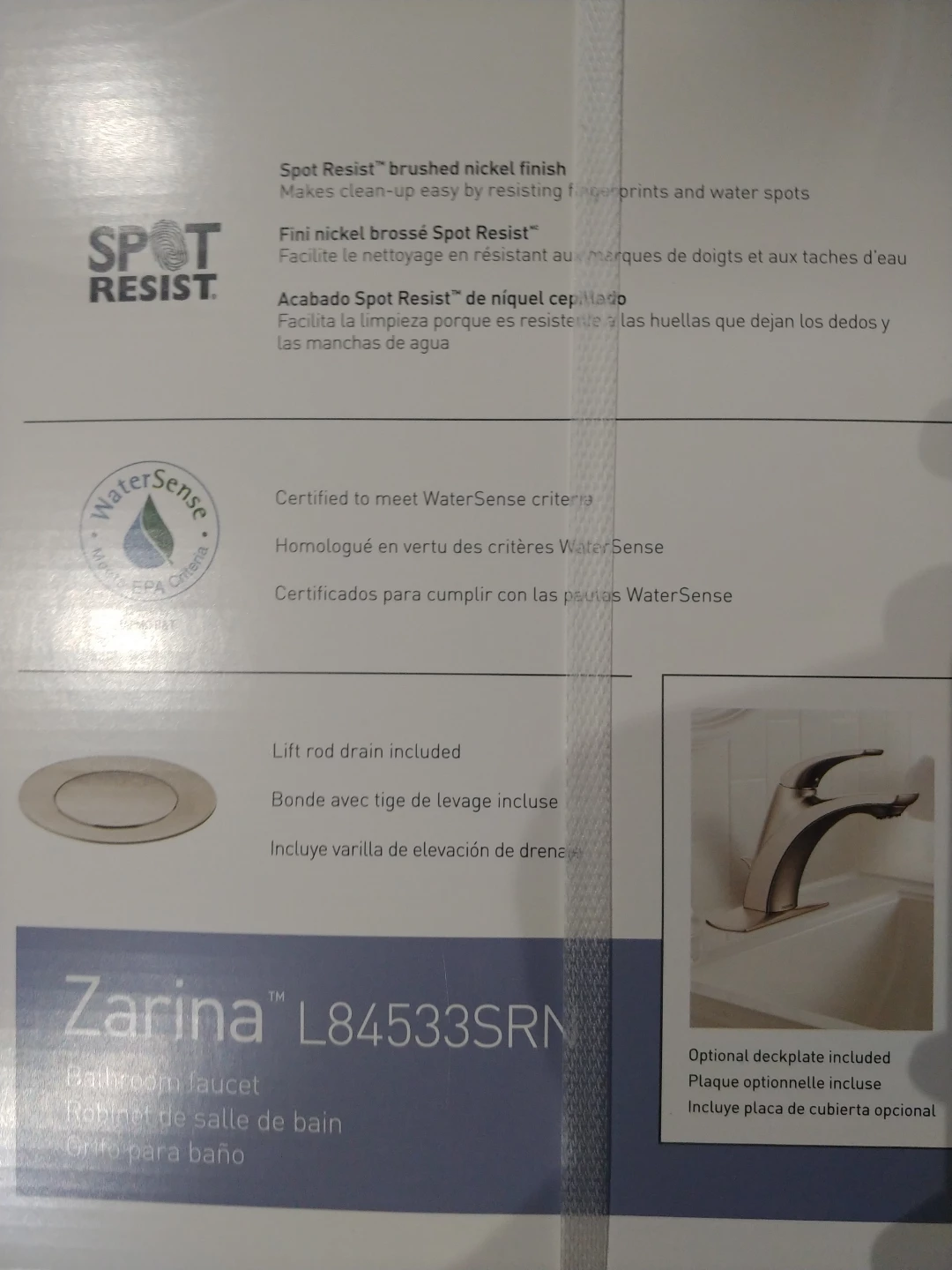 MOEN Zarina Bathroom Faucet L84533SRN - photo 3