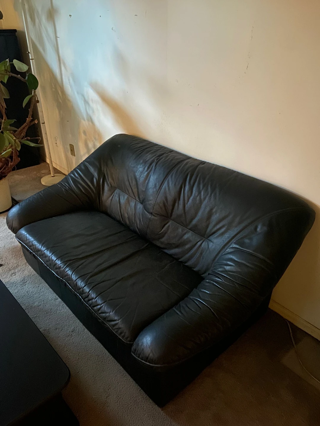 Black leather couch