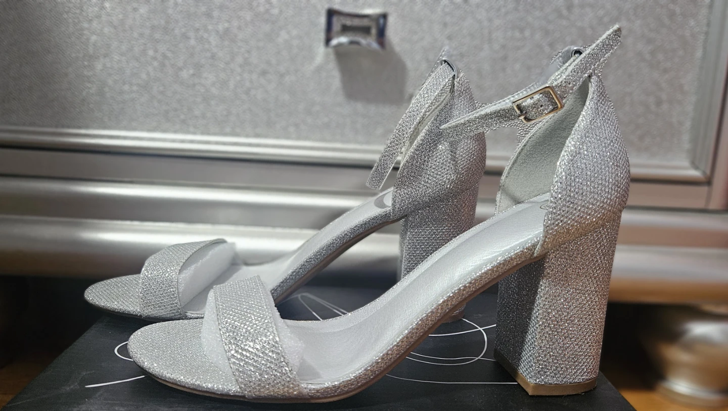 Women's Coasis Silver Glitter Block Heels Size 9 - photo 2