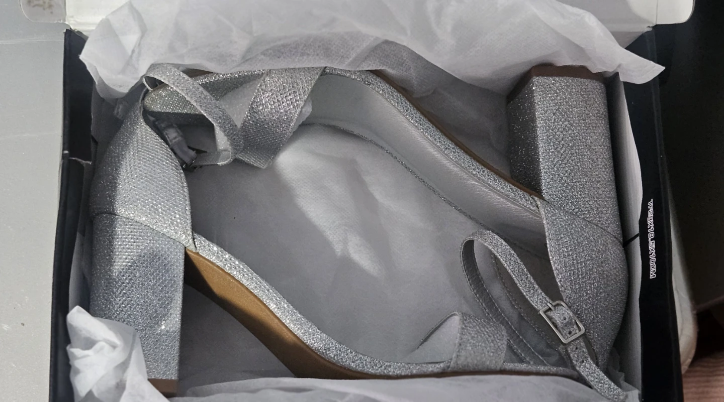 Women's Coasis Silver Glitter Block Heels Size 9 - photo 4