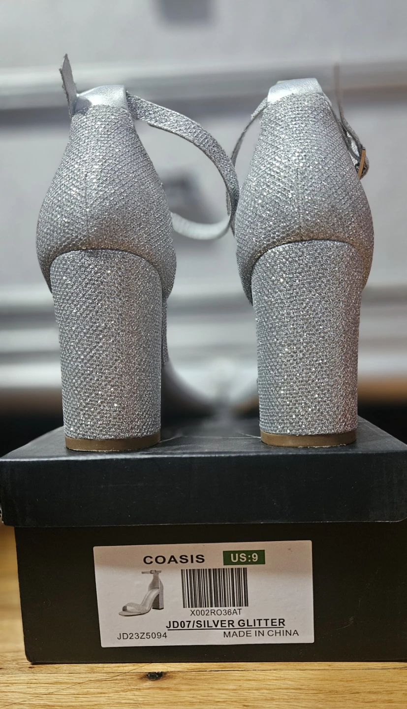 Women's Coasis Silver Glitter Block Heels Size 9 - photo 5