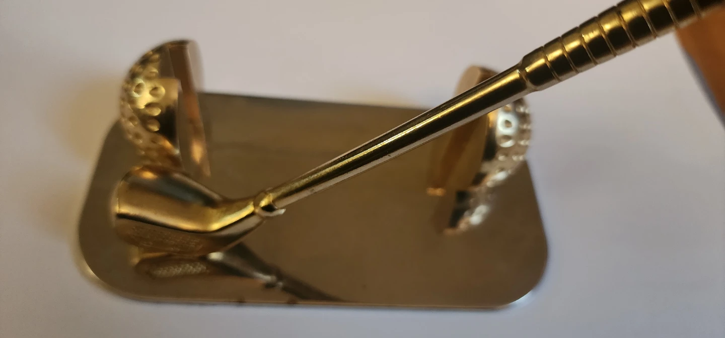 Vintage brass plated golf themed business card holder