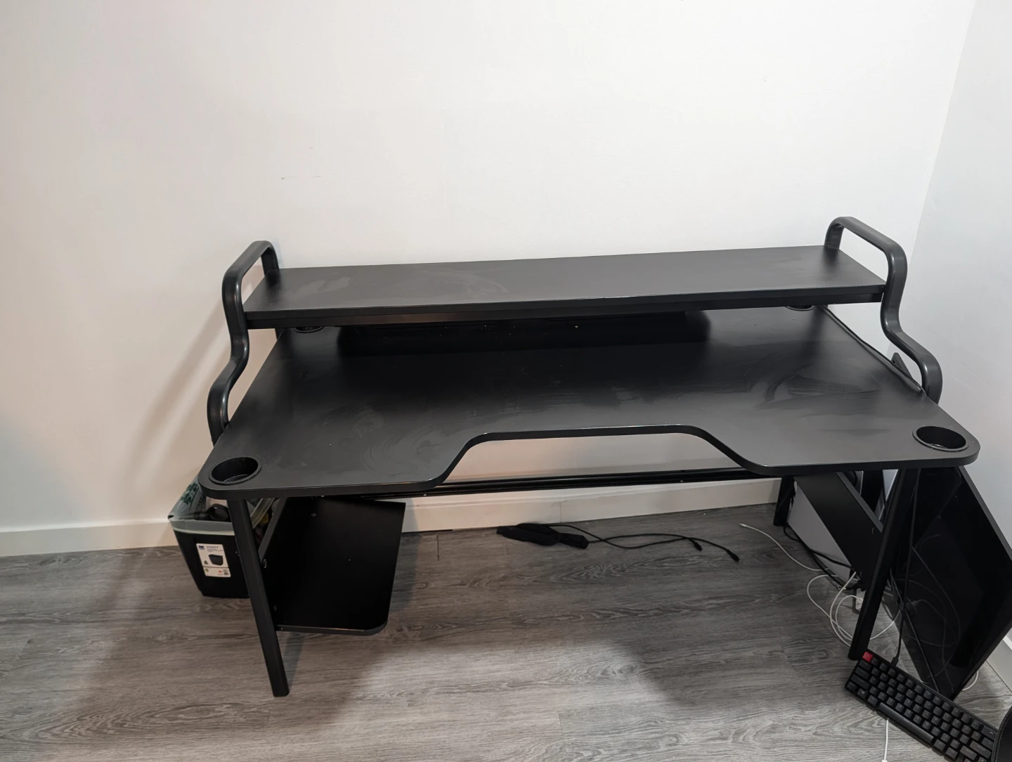 Black Gaming Desk with Monitor Shelf