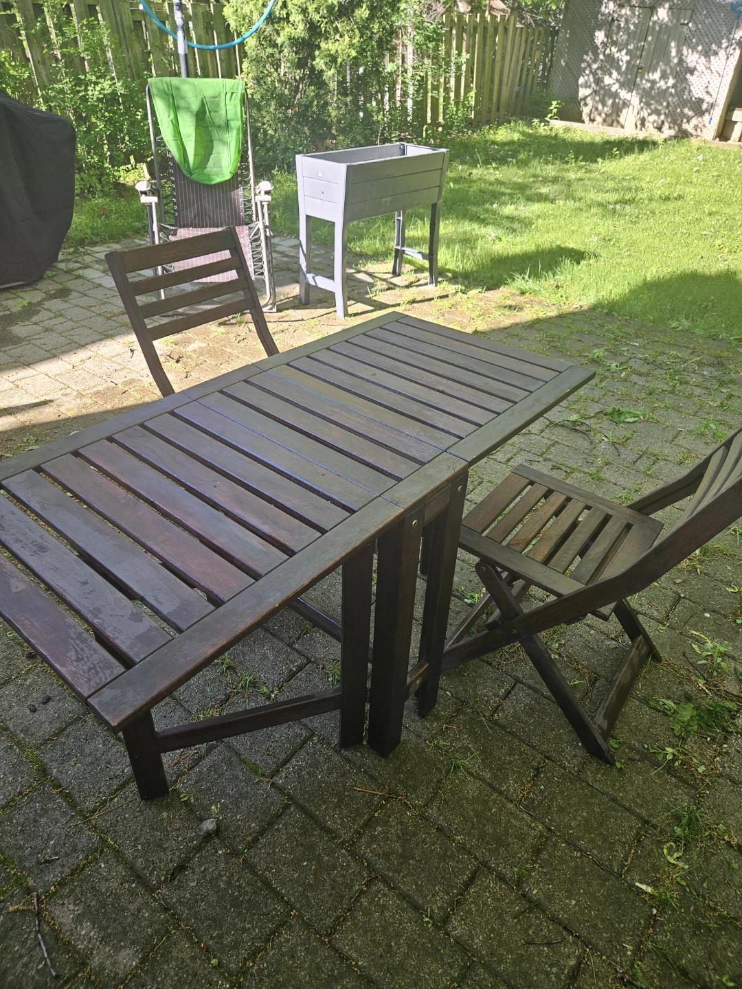 IKEA Wooden Folding Patio Table and Chairs Set