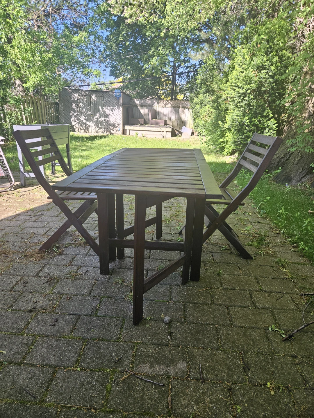 IKEA Wooden Folding Patio Table and Chairs Set - photo 2