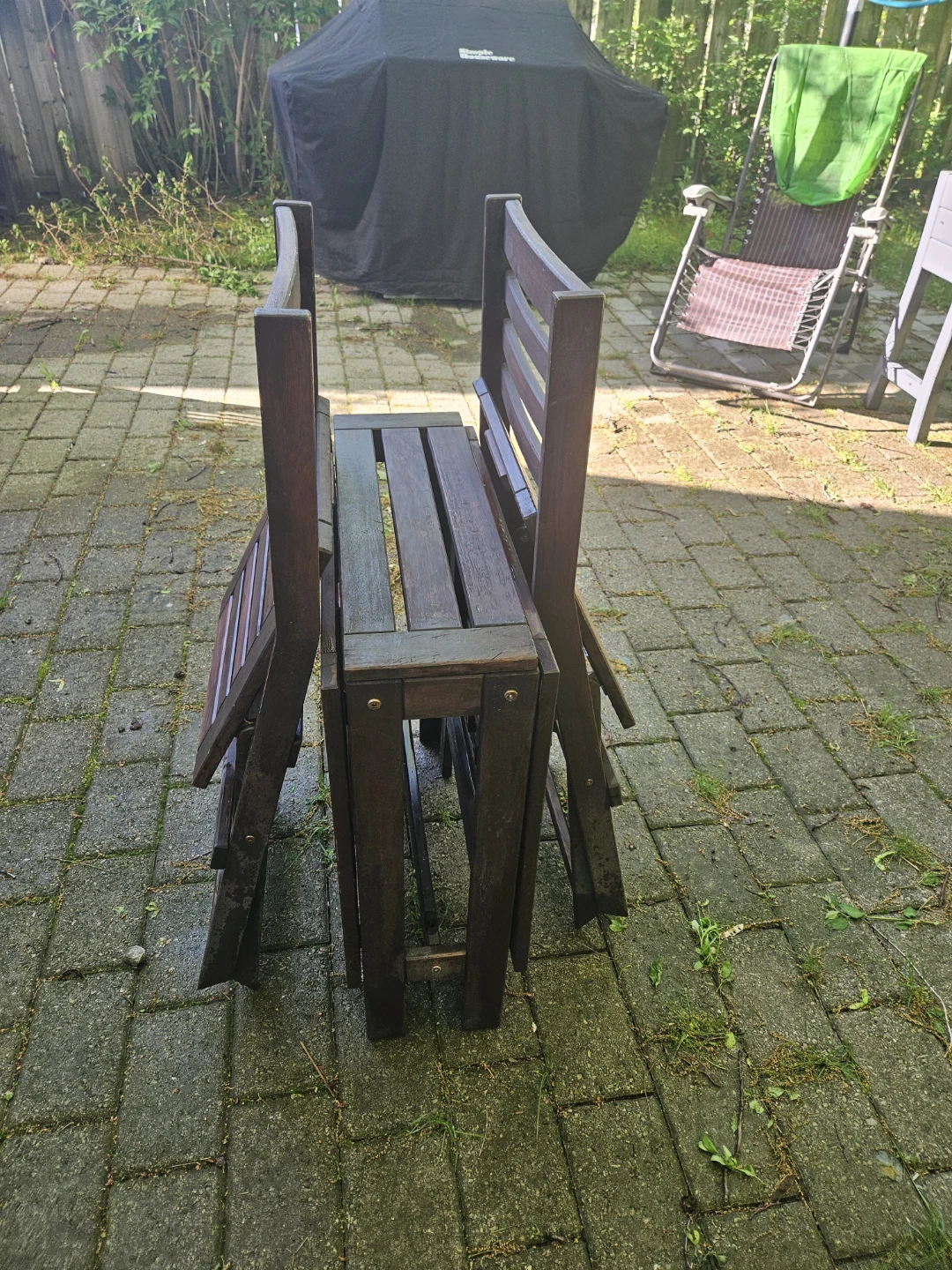 IKEA Wooden Folding Patio Table and Chairs Set - photo 3