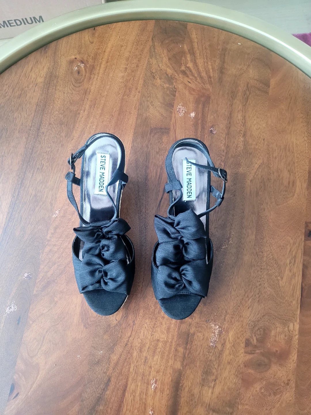 Steve Madden Black Wedge Sandals