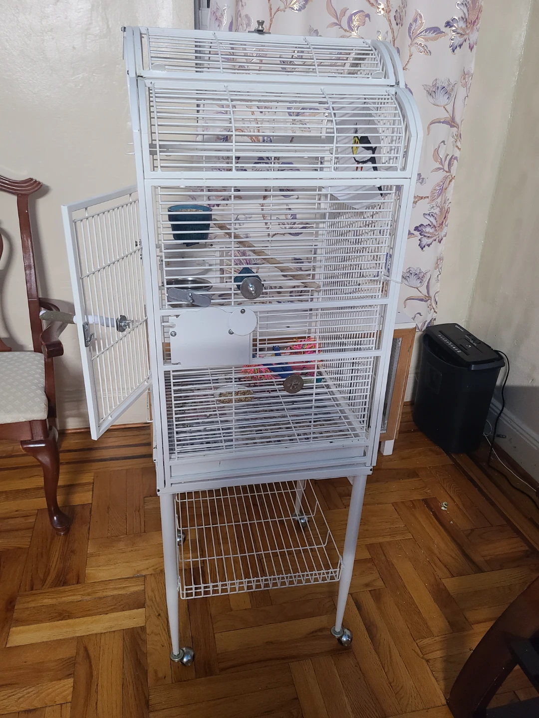 White Bird Cage with Stand - photo 2