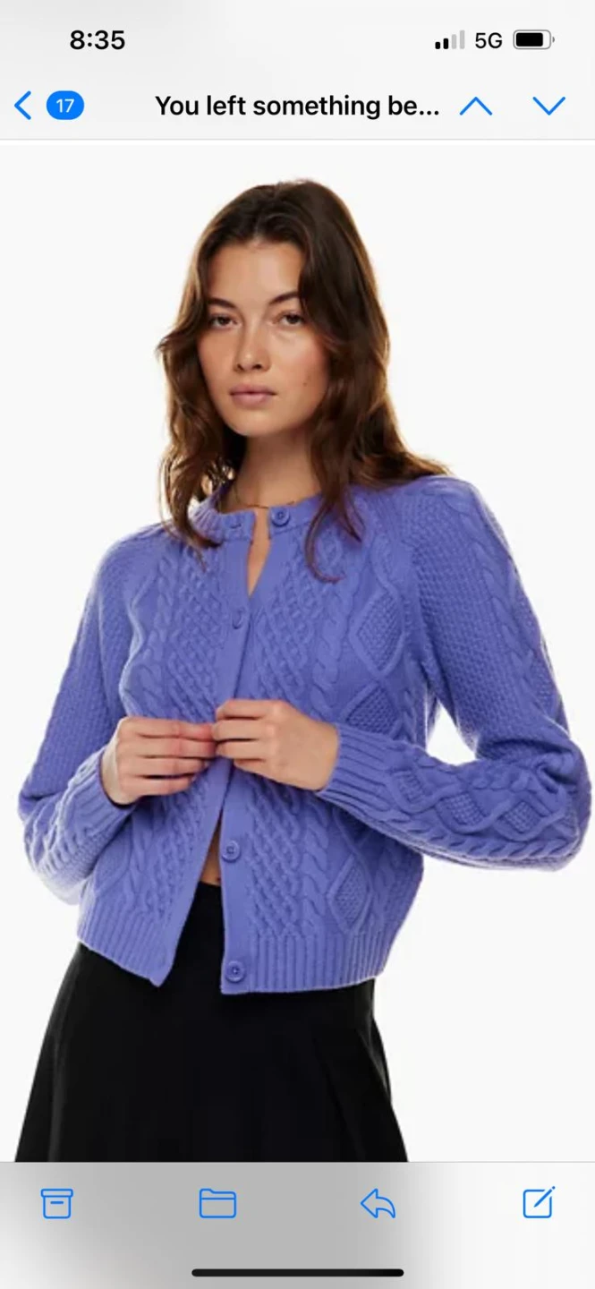 Aritzia Lavender Cable Knit Cardigan