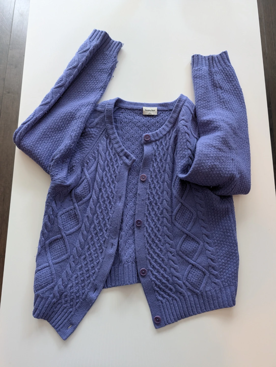 Aritzia Lavender Cable Knit Cardigan - photo 2