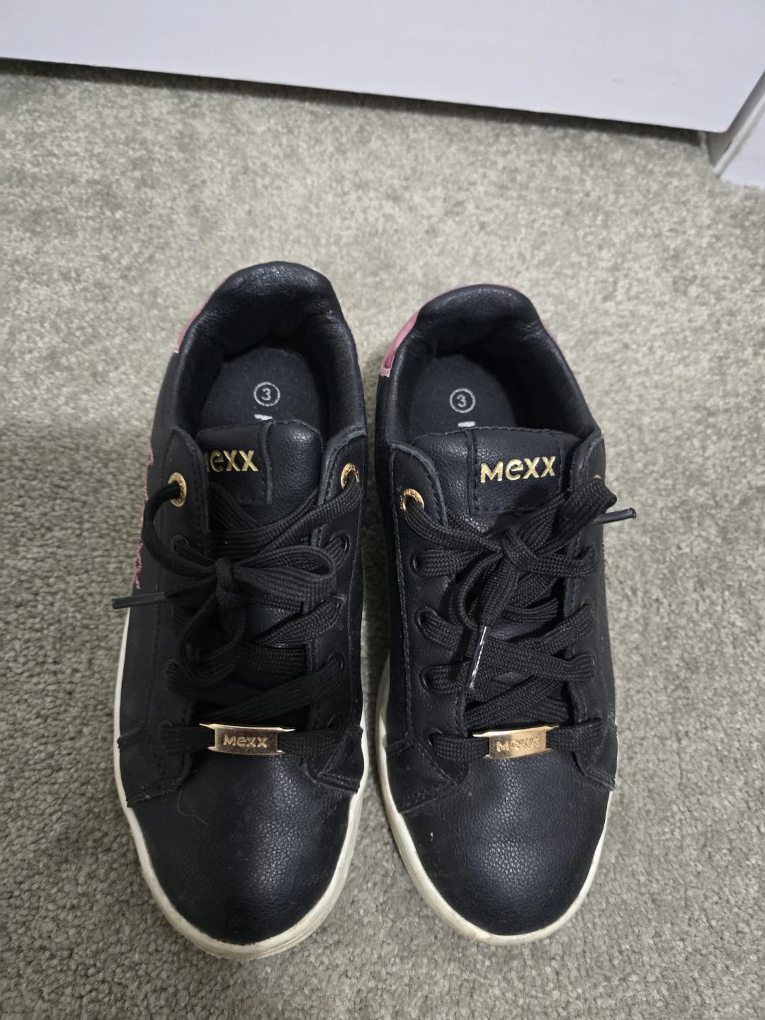 Girls MEXX Black Sneakers with Pink Accents - Size 3