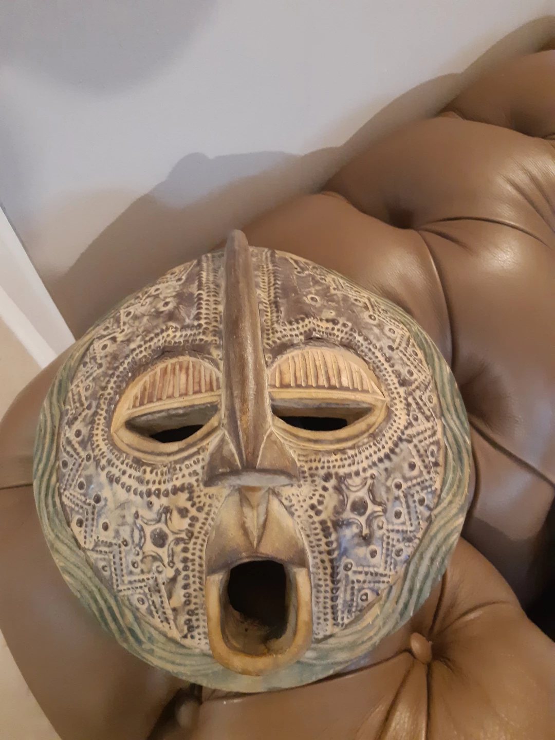 Hand Carved Decorative Tribal Mask, made in Ghana.
