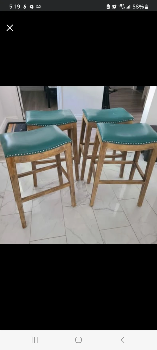 Set of 4 Teal Bar Stools