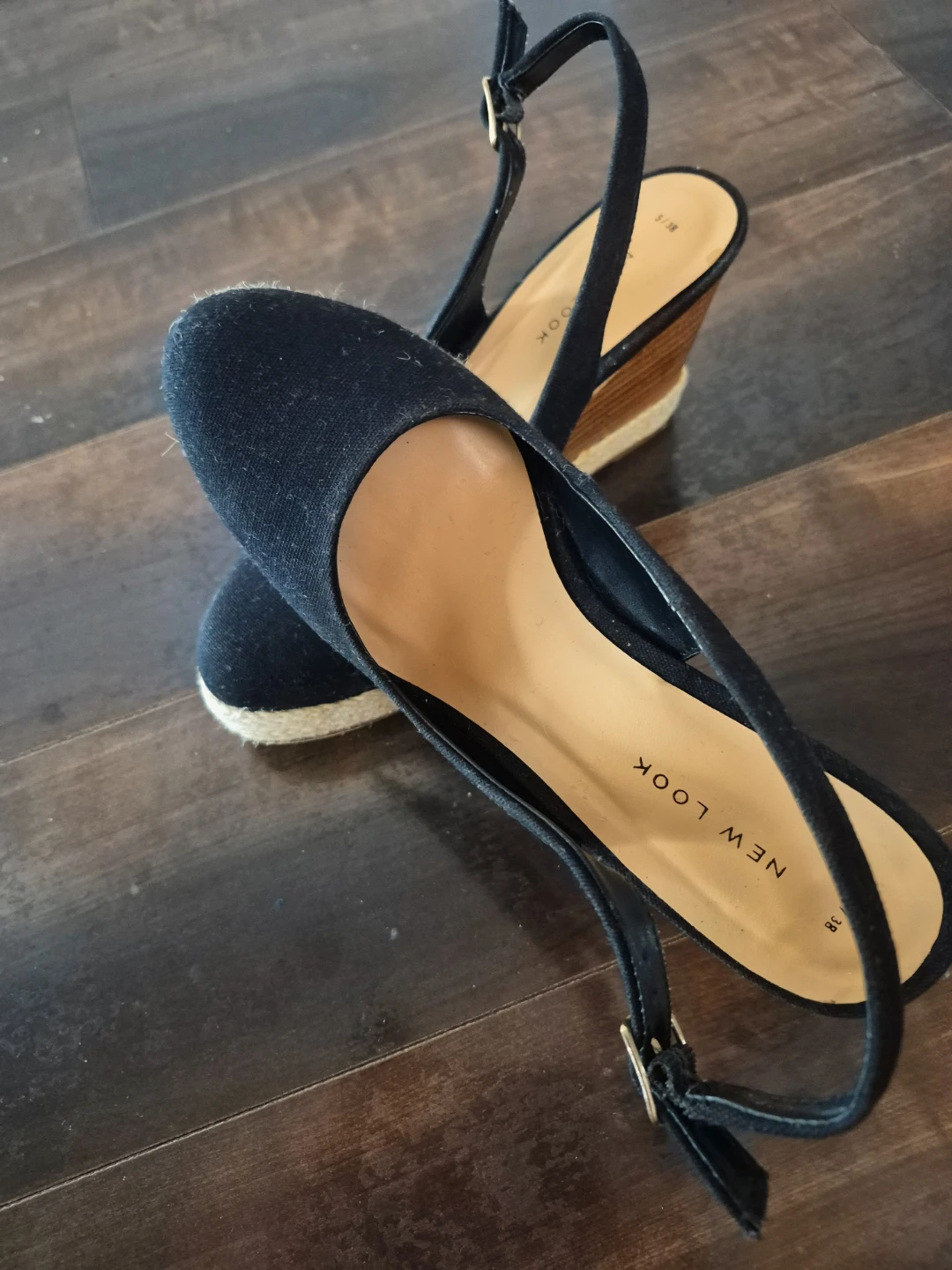 New Look Black Wedge Espadrille Heels Size 8 - photo 2