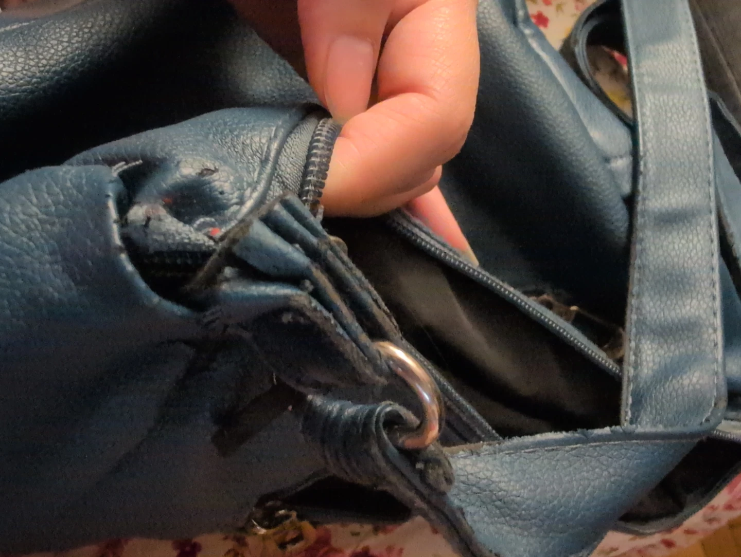 Blue Faux Leather Crossbody Shoulder Bag - photo 4