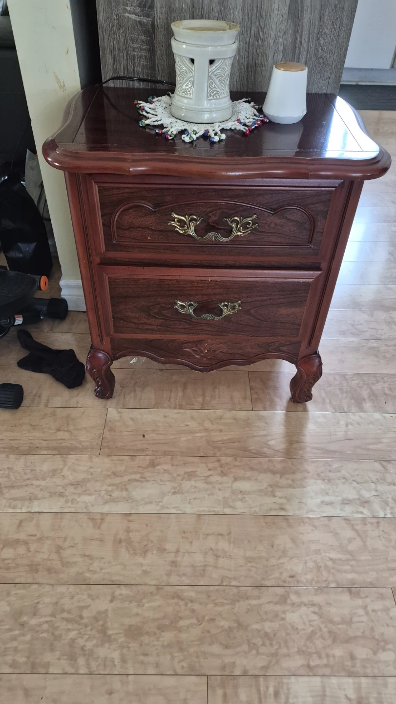 Cherry Wood Nightstand with Two Drawers