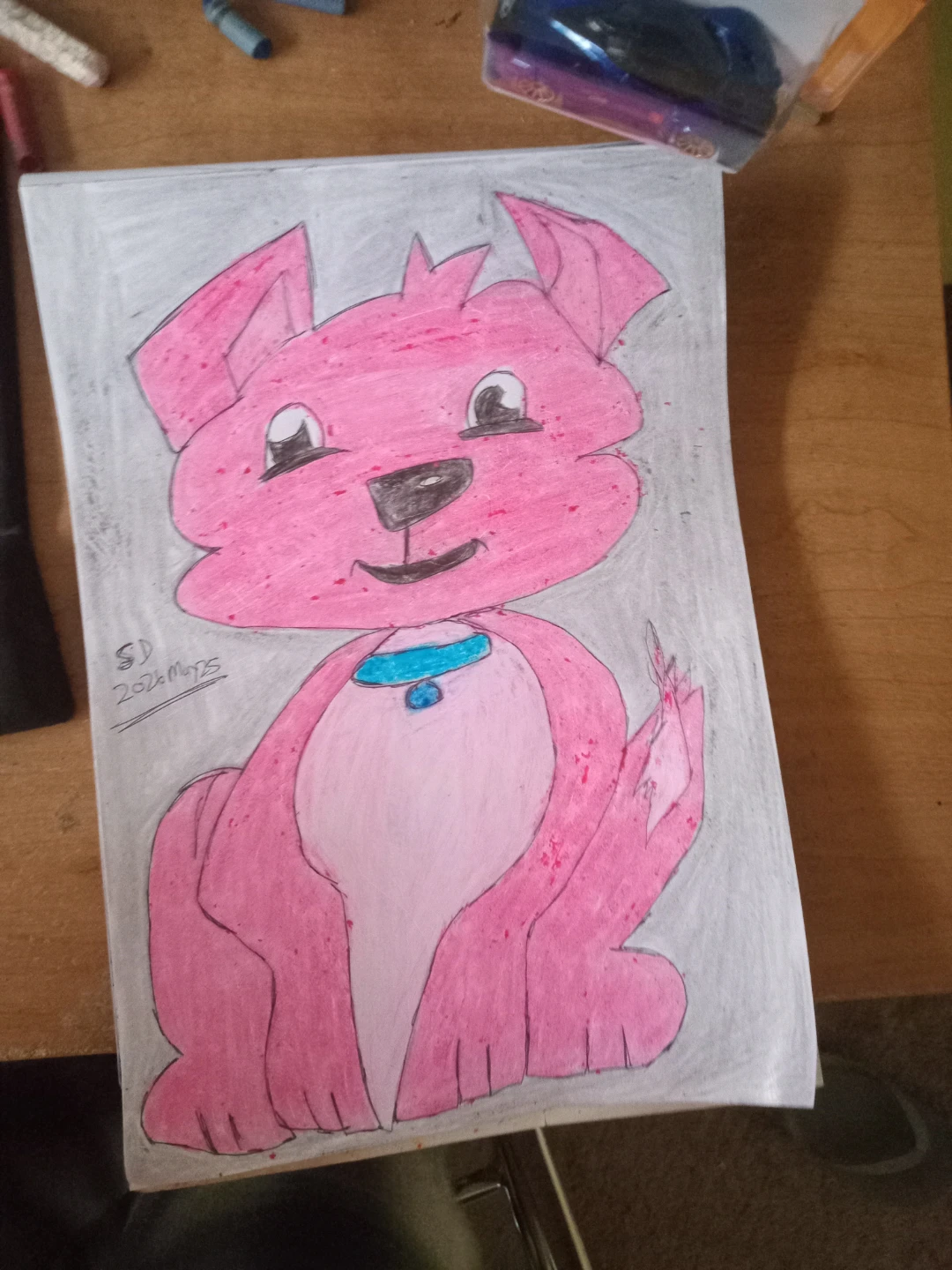 LIGHT AND DARK PINK CARTOON DOG BY CUSTOM ARTIST SHERWIN - photo 5