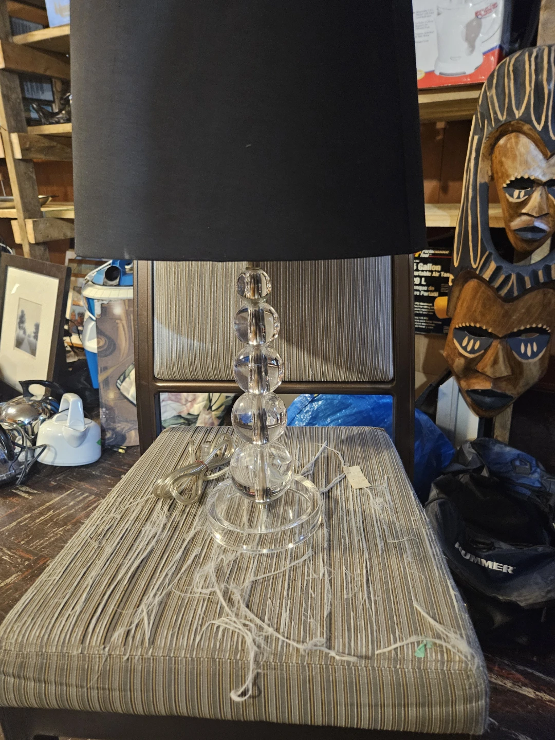 Clear Crystal Table Lamp with Black Drum Shade - photo 2