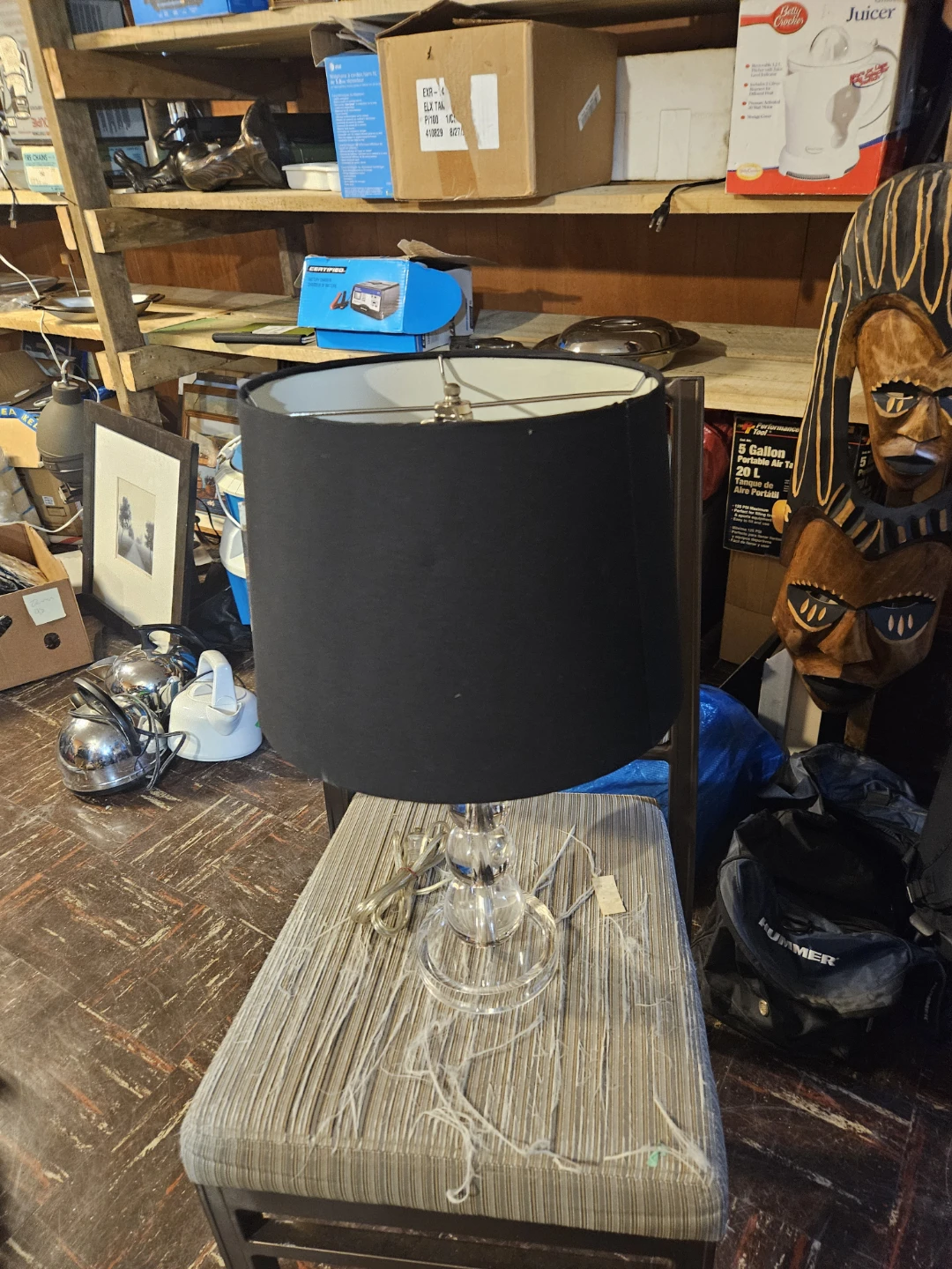 Clear Crystal Table Lamp with Black Drum Shade - photo 4