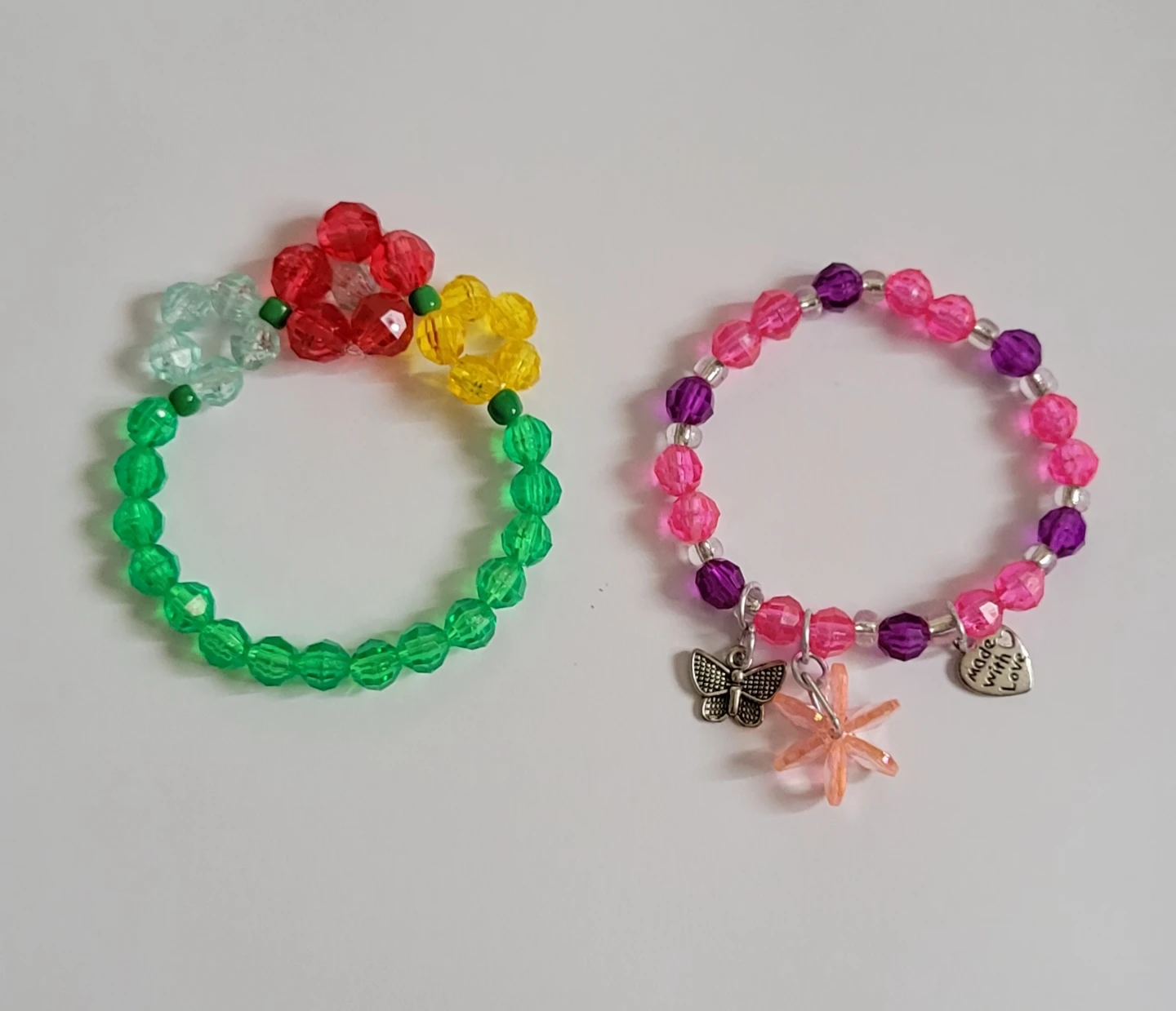 Beaded Bracelets with Charms (Set of 2)