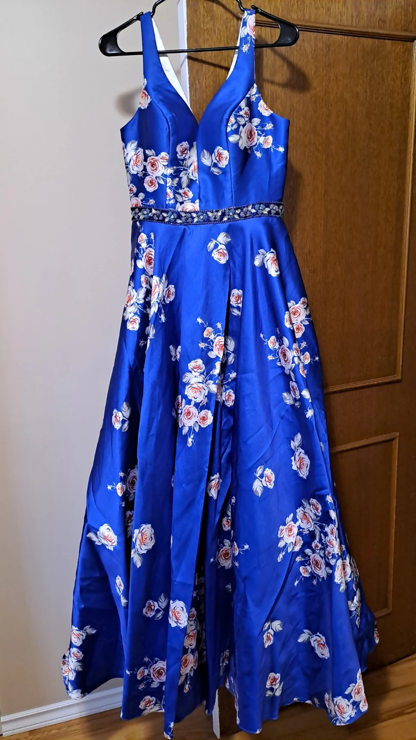 Blue Floral Print Formal Gown - photo 5