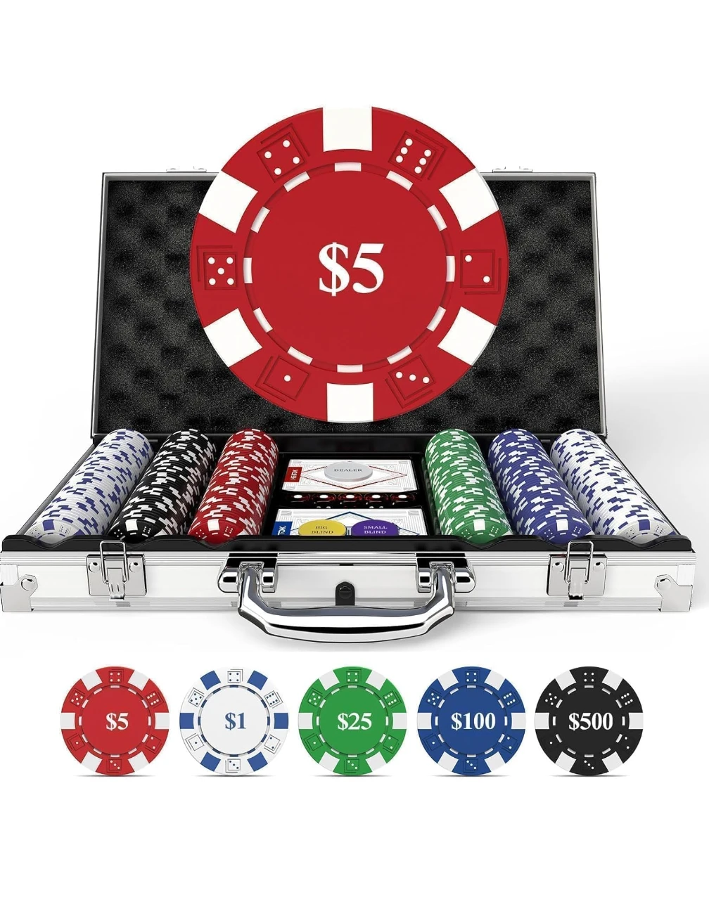 Brand new open box - 300-Piece Poker Chip Set with Aluminum Case